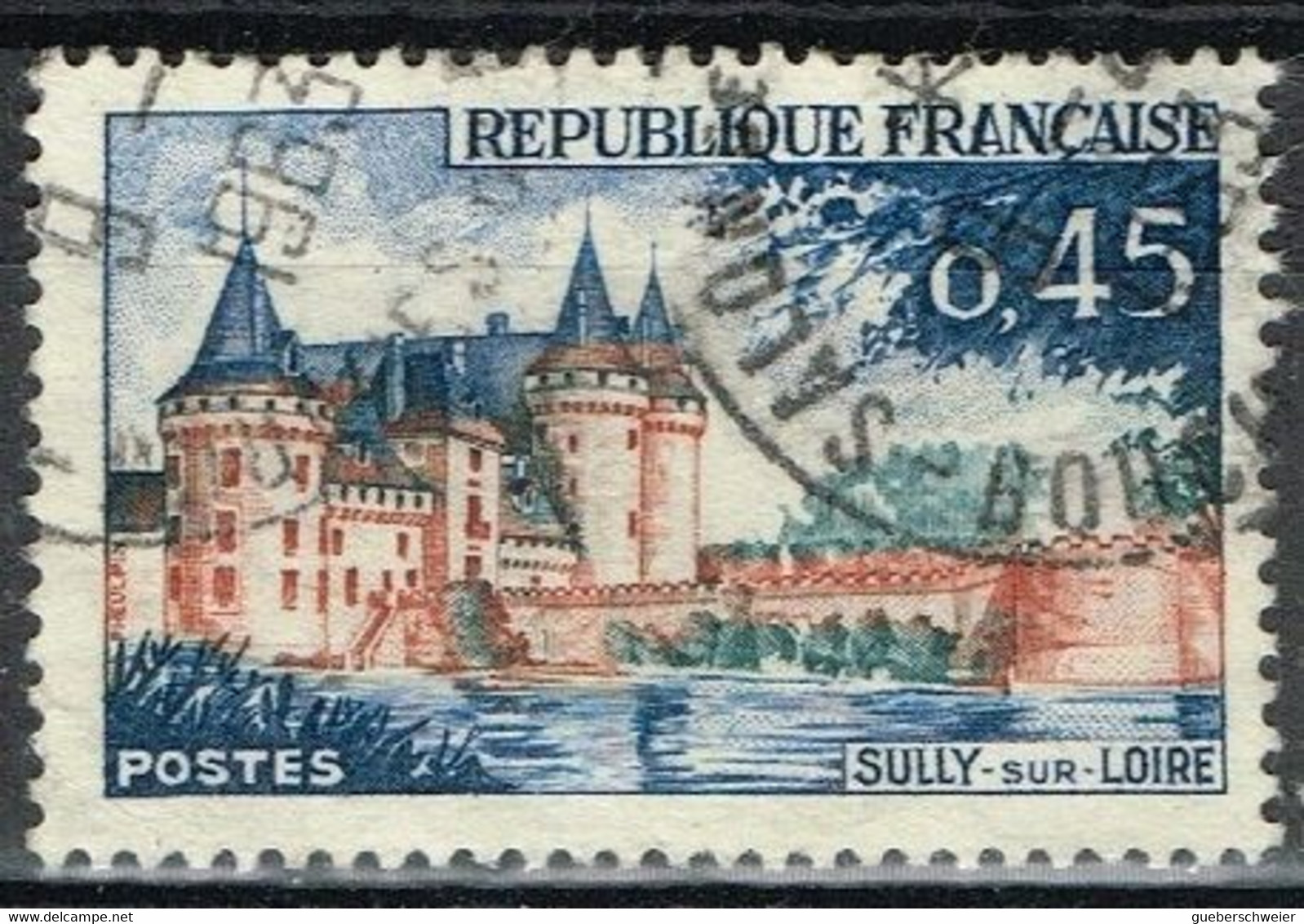 FR VAR 53 - FRANCE N° 1313 Obl. Variété Toit Du Château Teinté De Bistre - Gebruikt