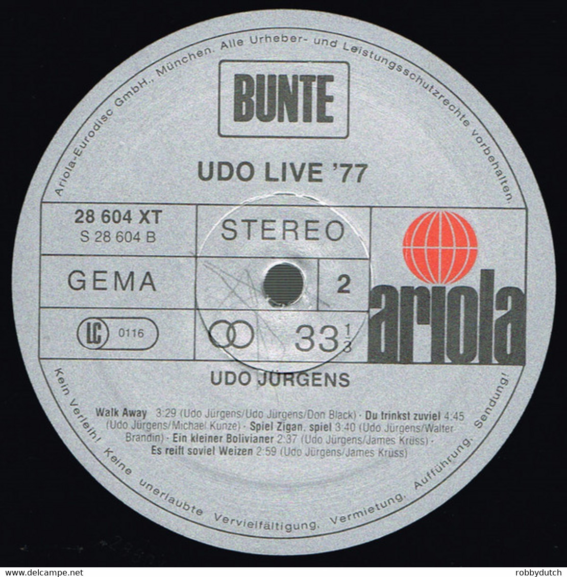 * 2LP * UDO JÜRGENS - UDO LIVE 77 (Germany 1977)