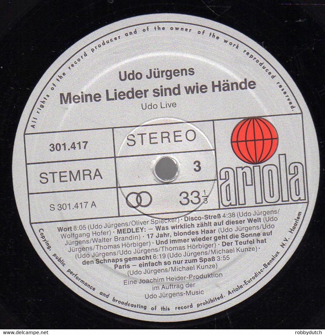 * 2LP * UDO JÜRGENS - UDO LIVE (MEINE LIEDER SIND WIE HÄNDE) (Germany 1981)