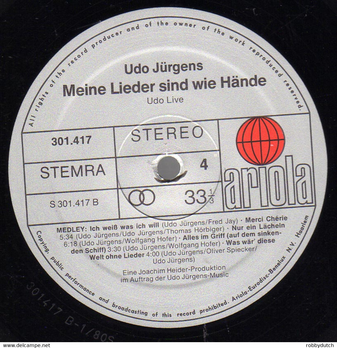 * 2LP * UDO JÜRGENS - UDO LIVE (MEINE LIEDER SIND WIE HÄNDE) (Germany 1981)