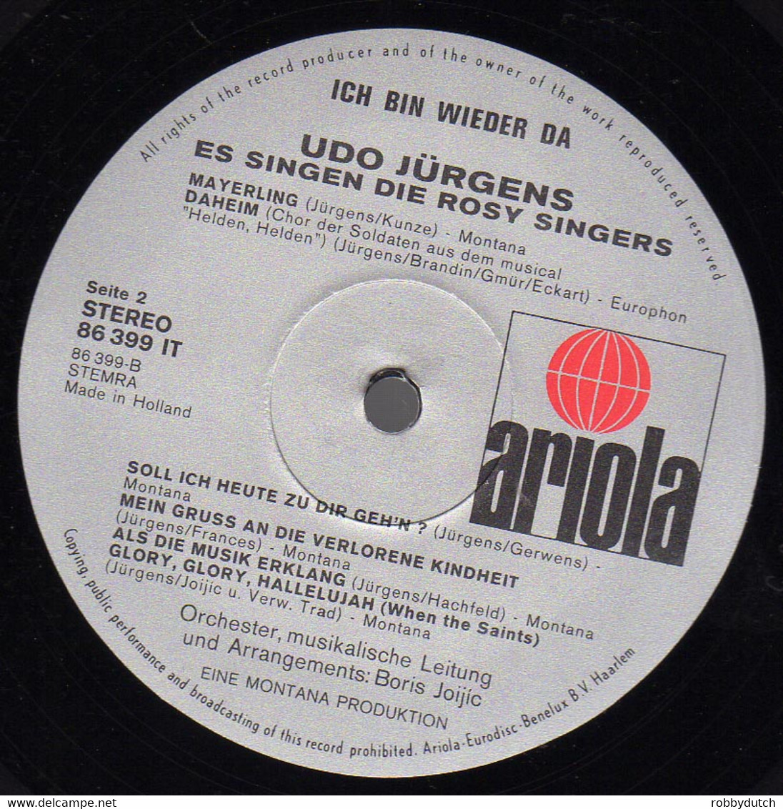 * LP * UDO JÜRGENS - ICH BIN WIEDER DA (Holland 1972)