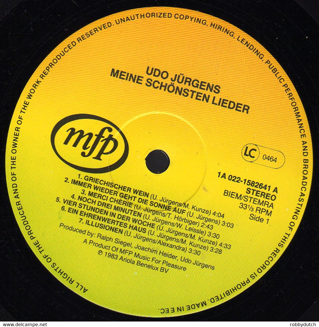 * LP * UDO JÜRGENS - MEINE SCHÖNSTEN LIEDER (Holland 1983 EX!!) - Otros - Canción Alemana