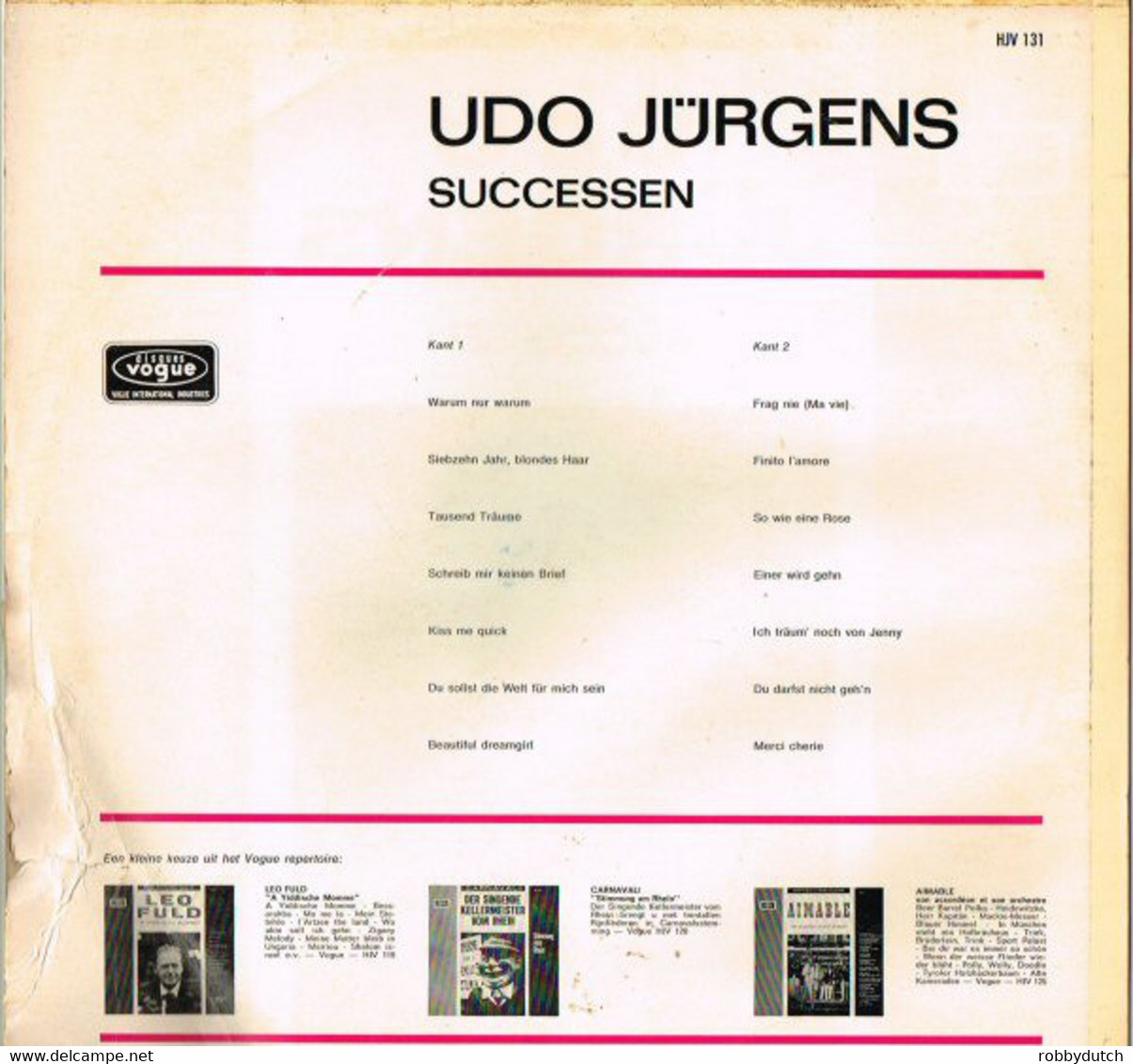 * LP * UDO JÜRGENS - SUCCESSEN  (Holland 1967) - Otros - Canción Alemana