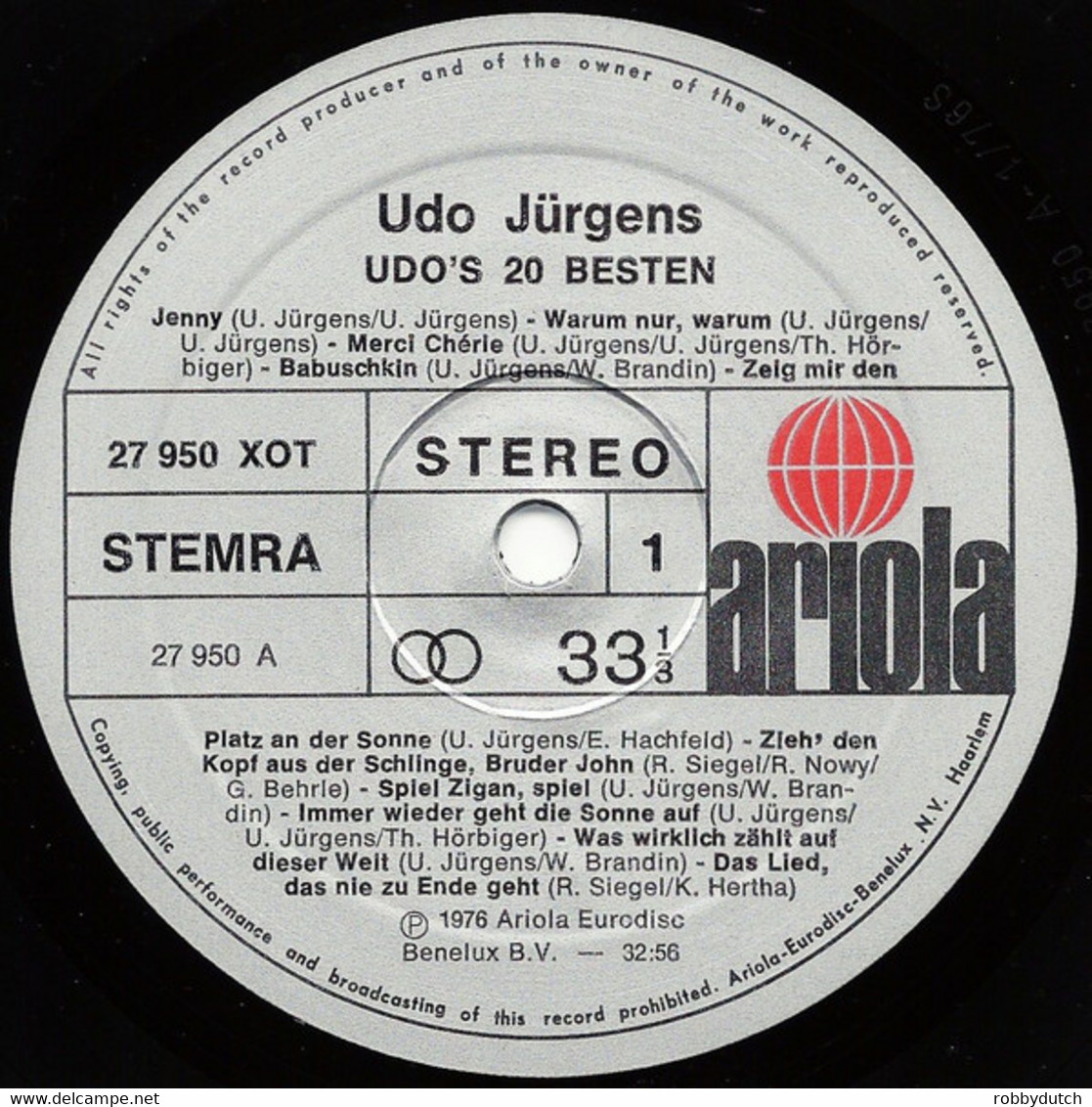 * LP * UDO JÜRGENS - UDO'S 20 BESTE (Holland 1976)