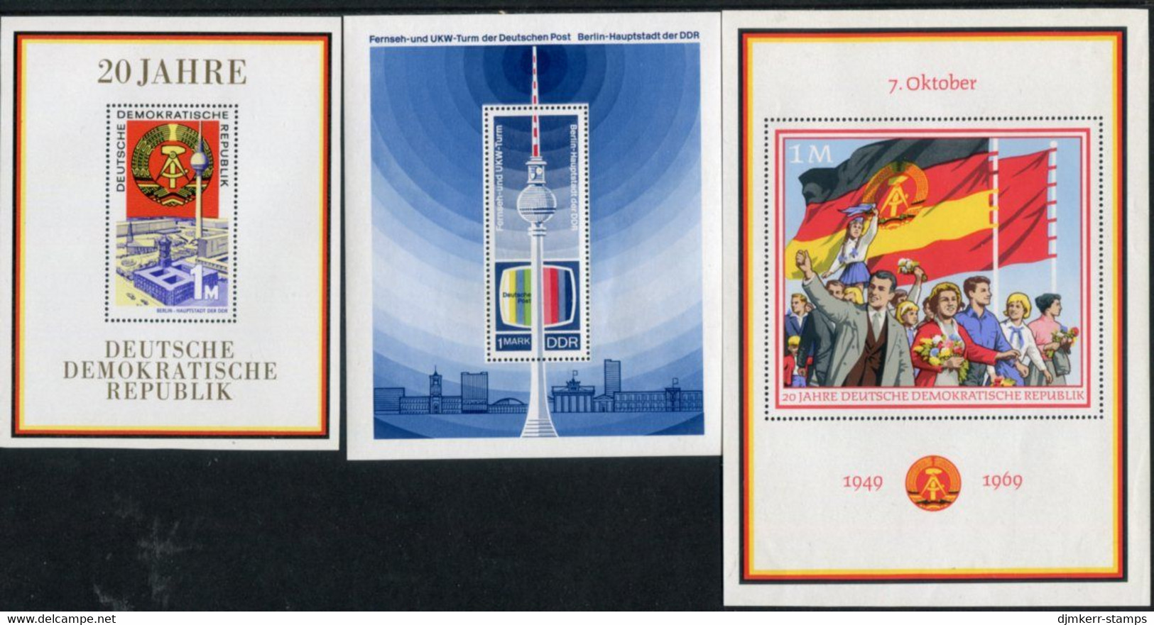 DDR / E. GERMANY 1969 20th Anniversary Of DDR Blocks I-III MNH / **.  Michel Blocks 28-30 - Neufs