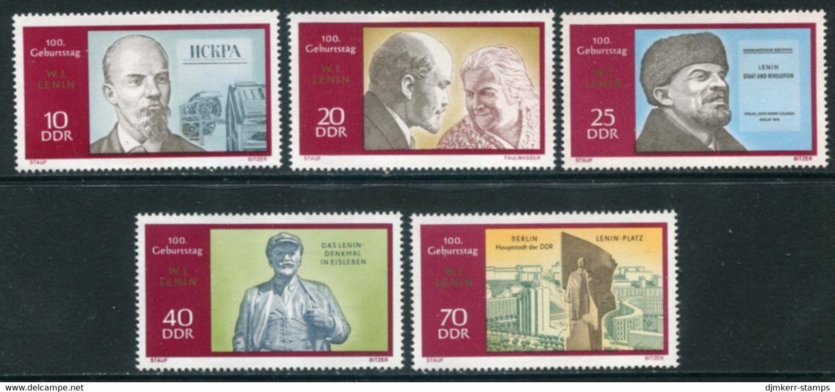 DDR / E. GERMANY 1970 Lenin Birth Centenary MNH / **.  Michel 1557-61 - Unused Stamps