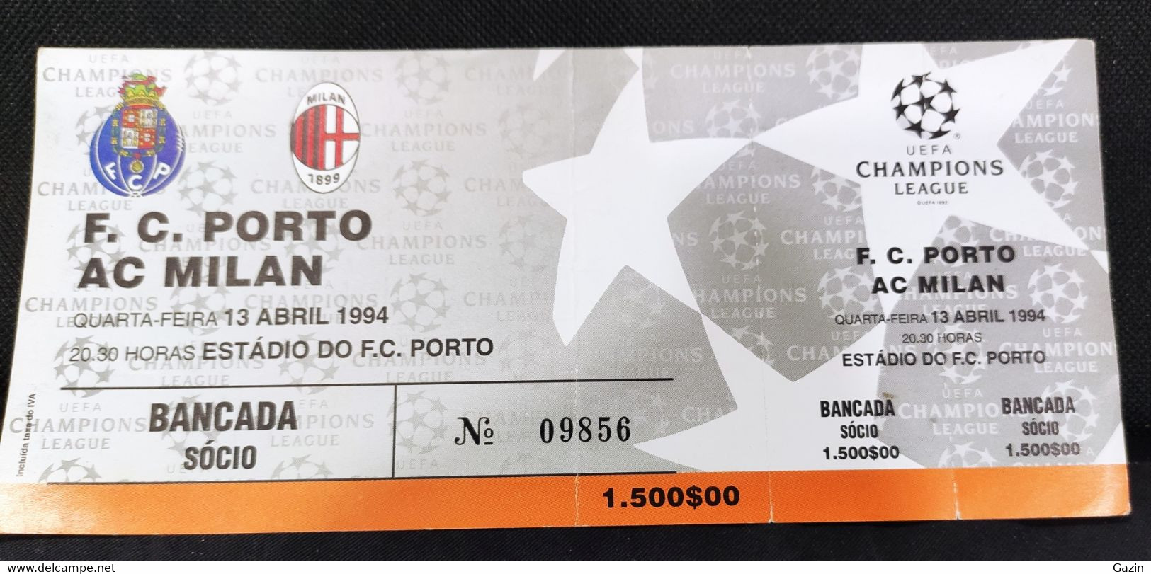 C1/6 - F.C.Porto - A.C. Milan * Champions League *Bilhete* Billet * Ticket * Futebol * Football* Portugal - Tickets - Vouchers