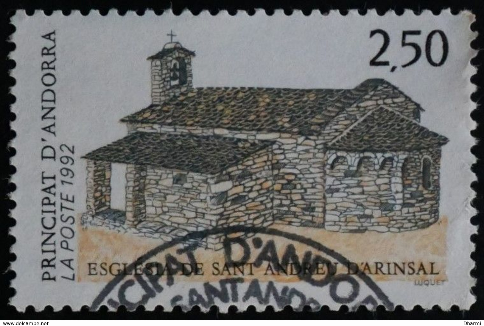 ANDORRE FR 1992 N°415 OBLITERE - 2.50F EGLISE SANT ANDREU D'ARINSAL - USED - Used Stamps