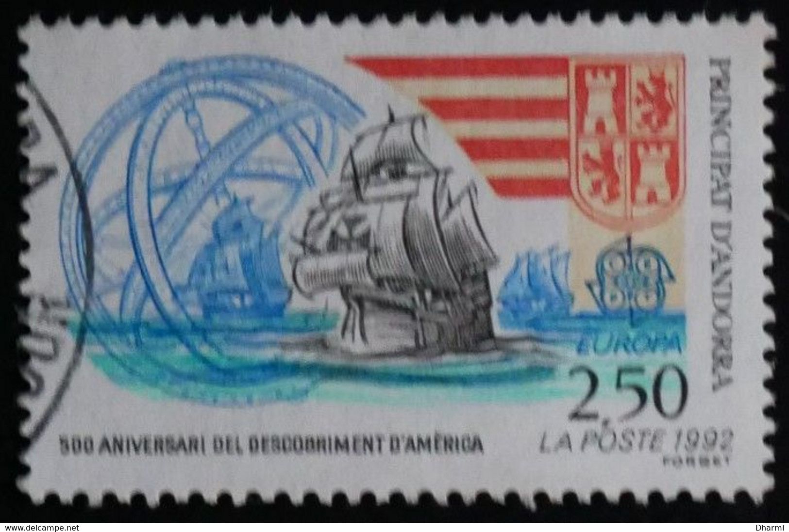 ANDORRE FR 1992 N°416 OBLITERE 2,50F - EUROPA - DECOUVERTE AMERIQUE - USED - COT 2.00€ - Gebraucht