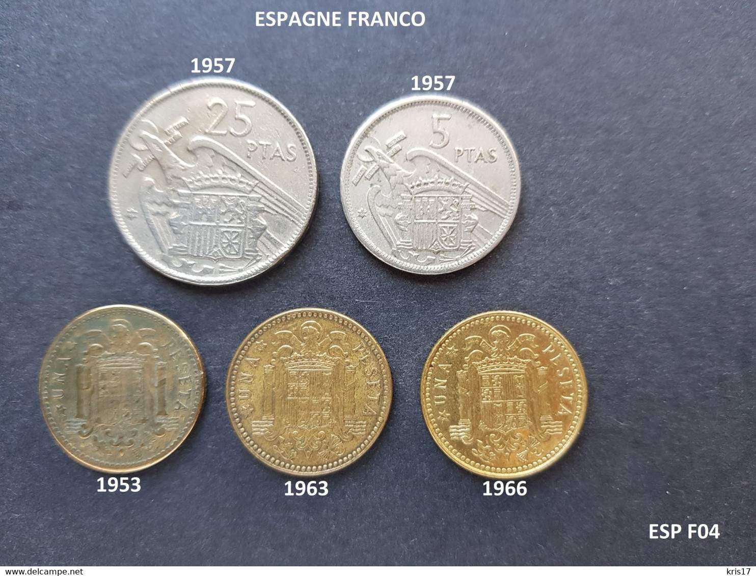 (pi) (ESPF04) Pièces ESPAGNE FRANCO 1953 1957 1963 1966 - 1 Peseta