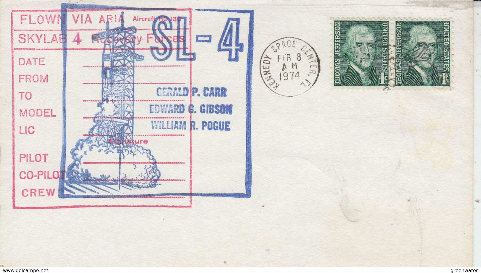 USA Cover Skylab 4 Recovery Forces Ca Kennedy Space Center FEB 8 1974 (WX187) - Amérique Du Nord