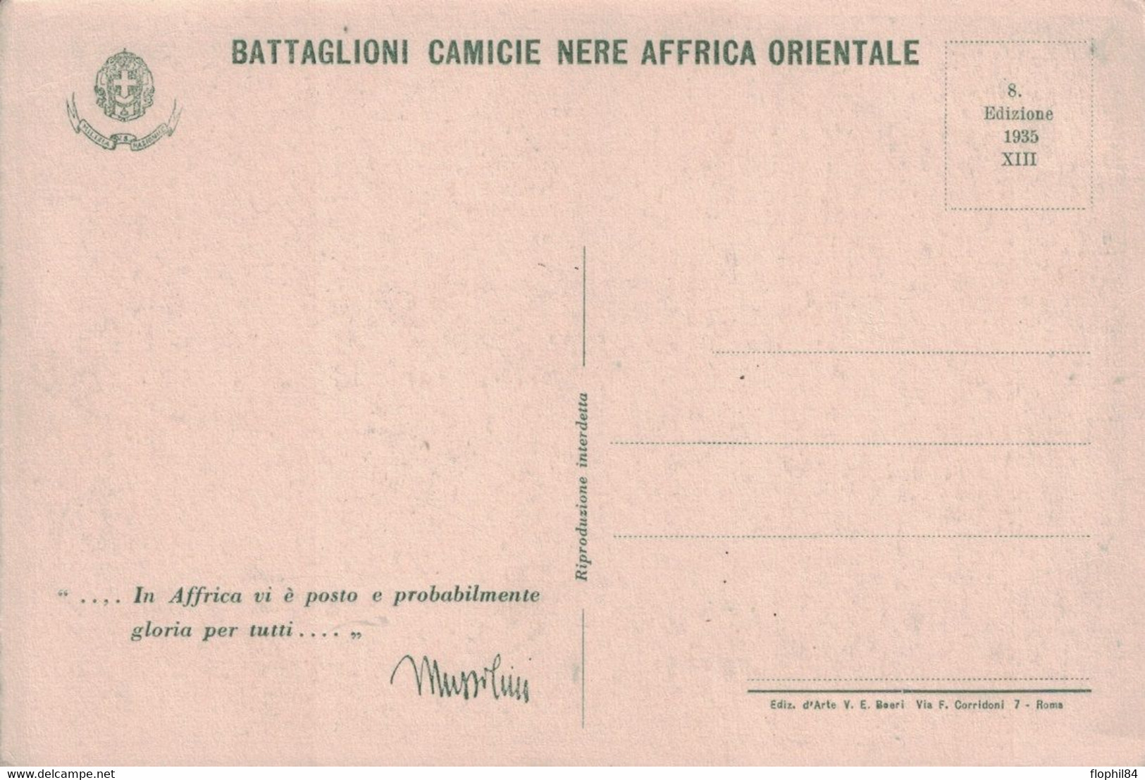 ITALIE - CARTE POSTALE MILITAIRE - BATTAGLIONI CAMICIE NERE AFRICA ORIENTALE - CARTE NEUVE. - Propaganda De Guerra