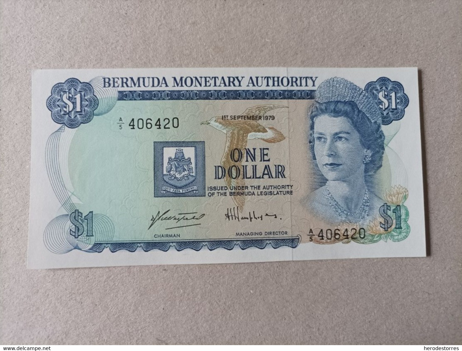 Billete De Bermuda De 1 Dólar, Año 1979, Serie A, UNC - Bermude