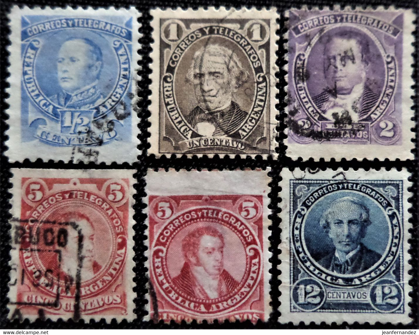 Timbre D'Argentine 1888 -1891 Personalities Stampworld N° 68_69_70_72_75_76 - Oblitérés