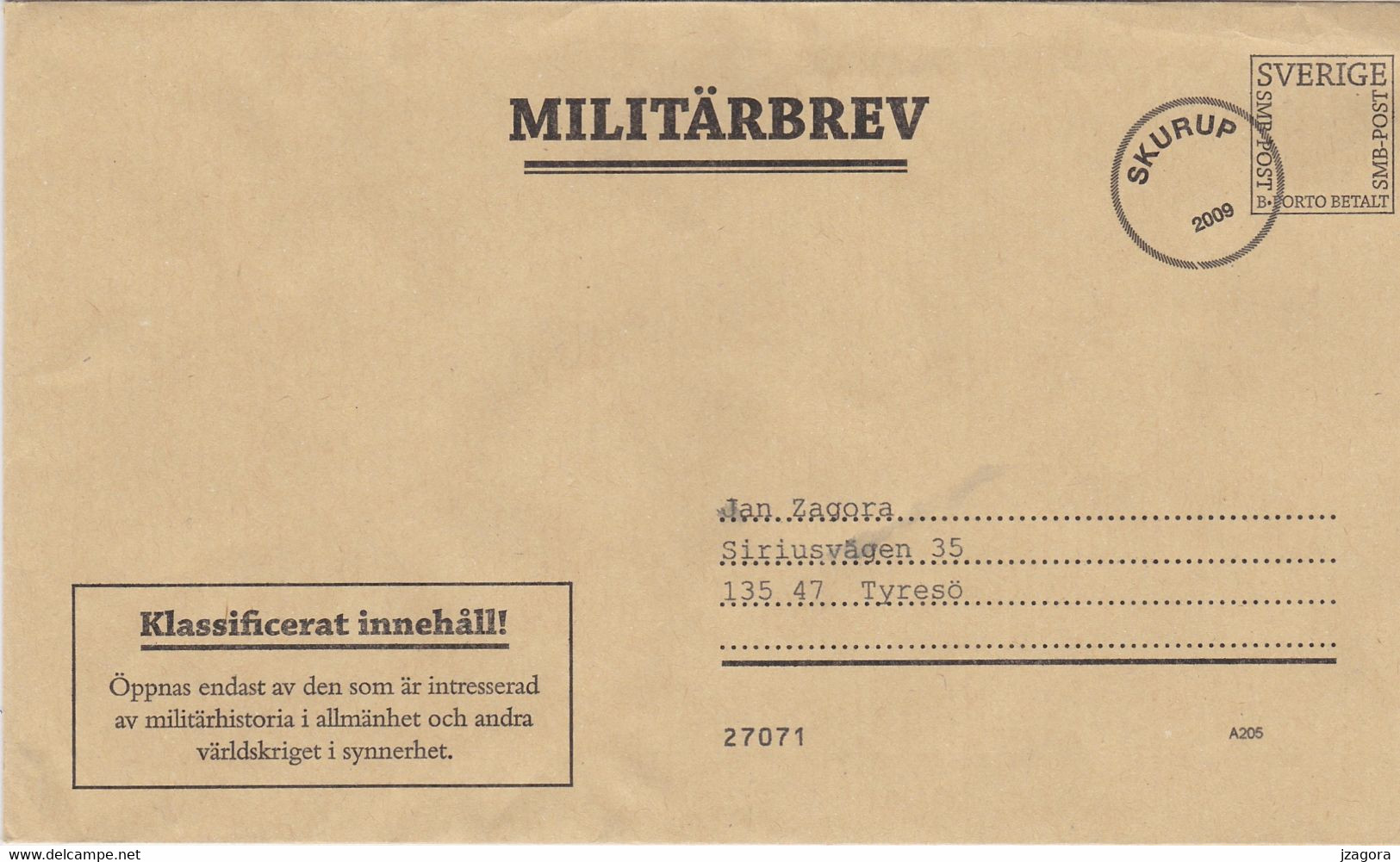 SWEDISH MILITARY PREPAID COVER  COUVERTURE PREPAYE MILITAIRE SUEDOISE CUBIERTA MILITAR PREPAGO - SWEDEN SUEDE SCHWEDEN - Militaires