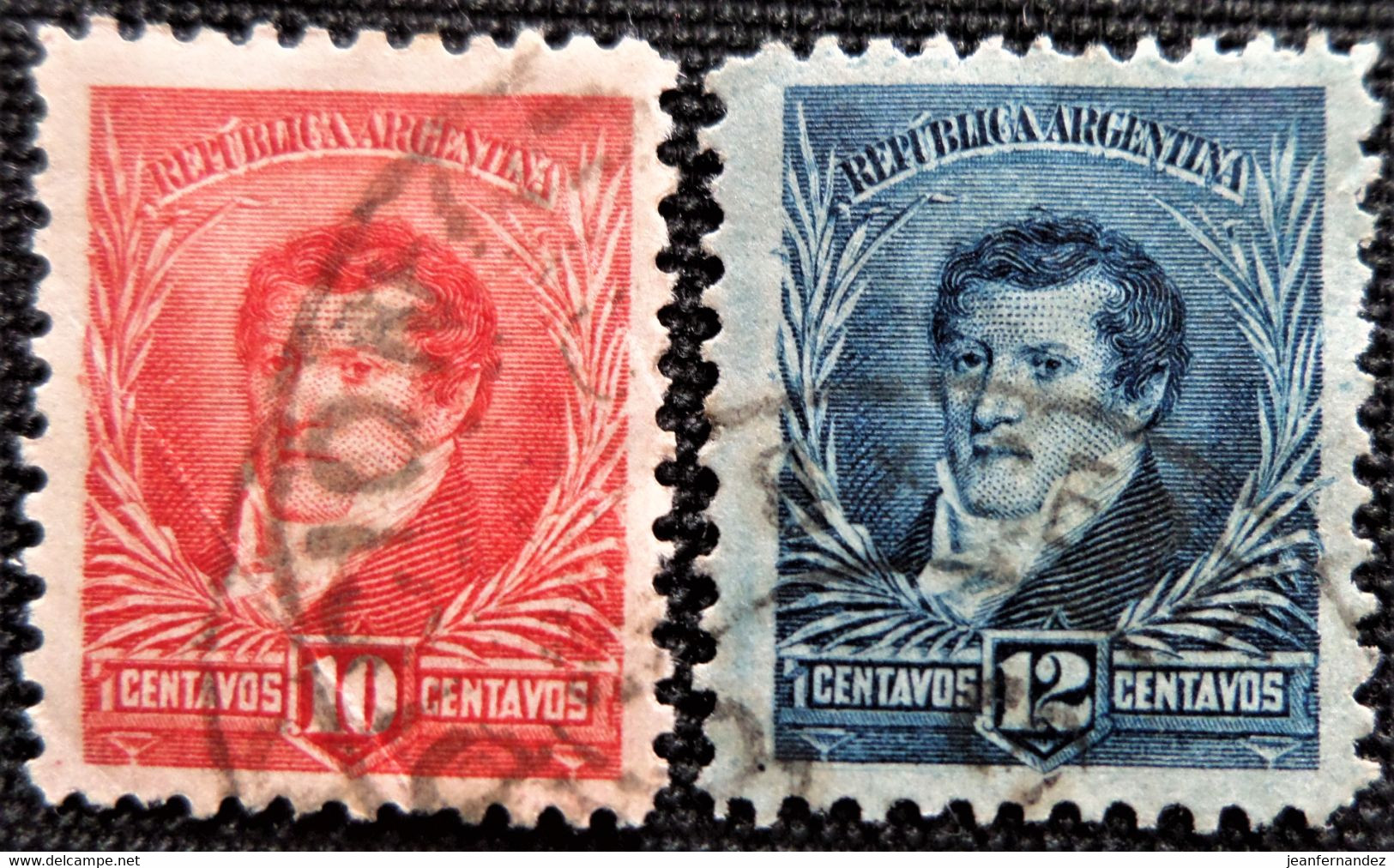 Timbre D'Argentine 1892 -1897 Belgrano Stampworld N° 95A_96A - Oblitérés
