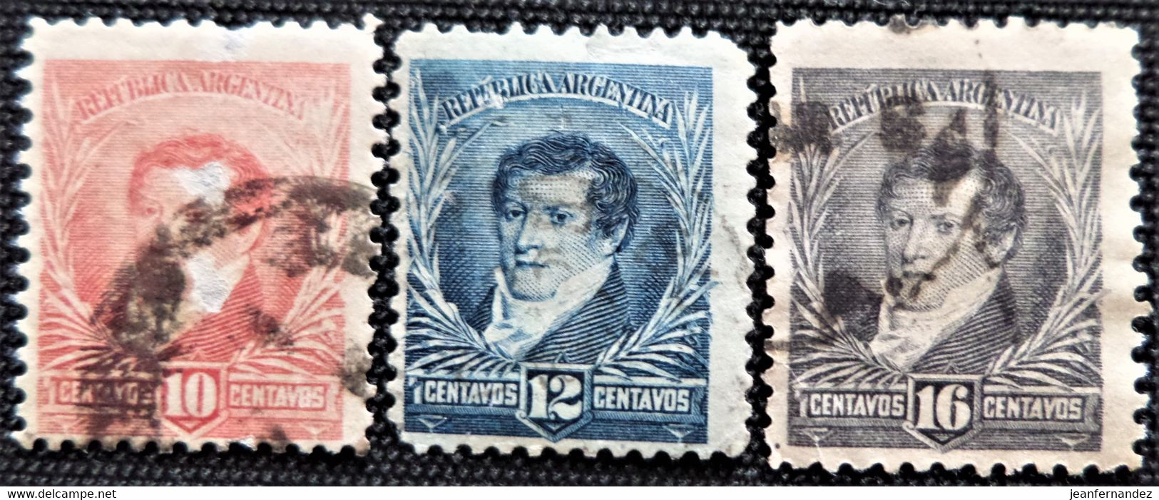 Timbre D'Argentine 1892 -1897 Belgrano Stampworld N° 95A_96A_97A - Oblitérés