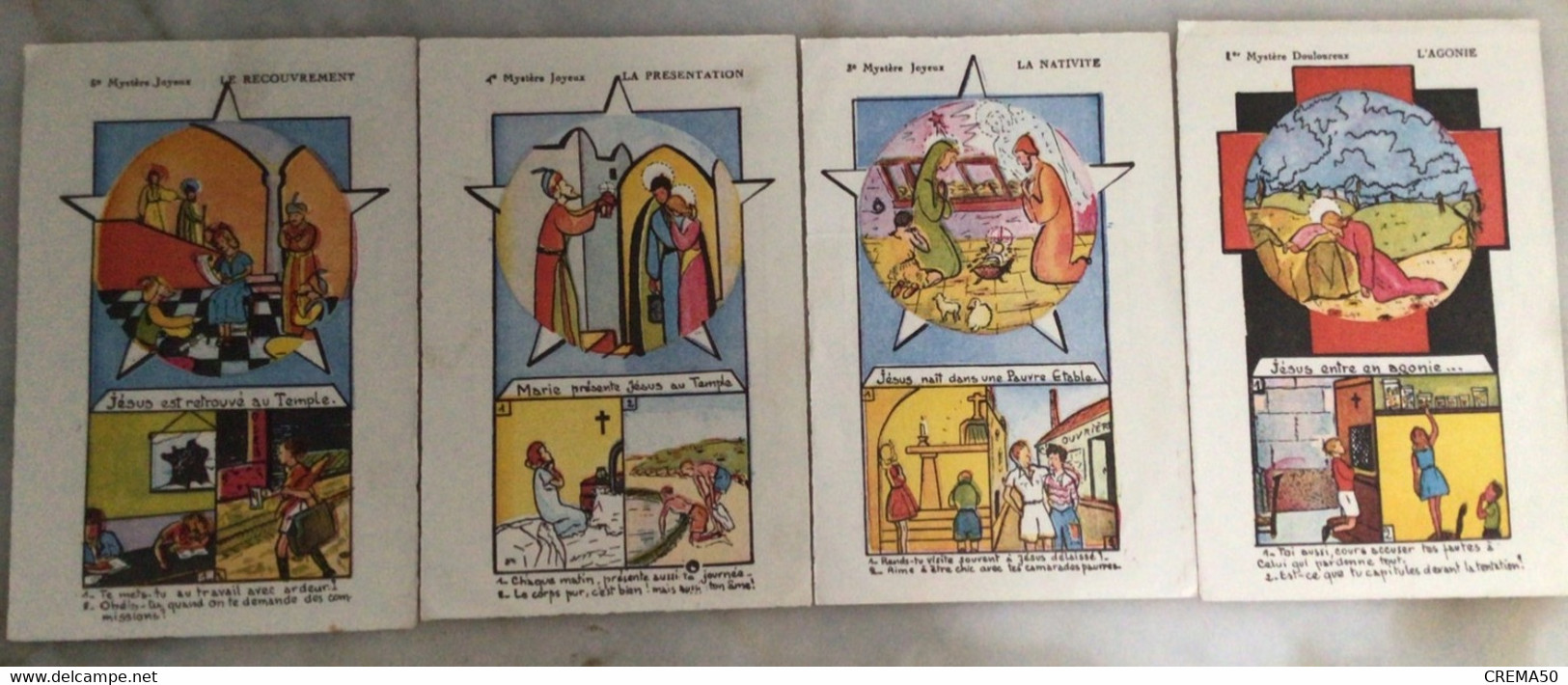 Canivet . Mystère Joyeux Et Douloureux. 4 Images. Rosaire Des Jeunes - Santini