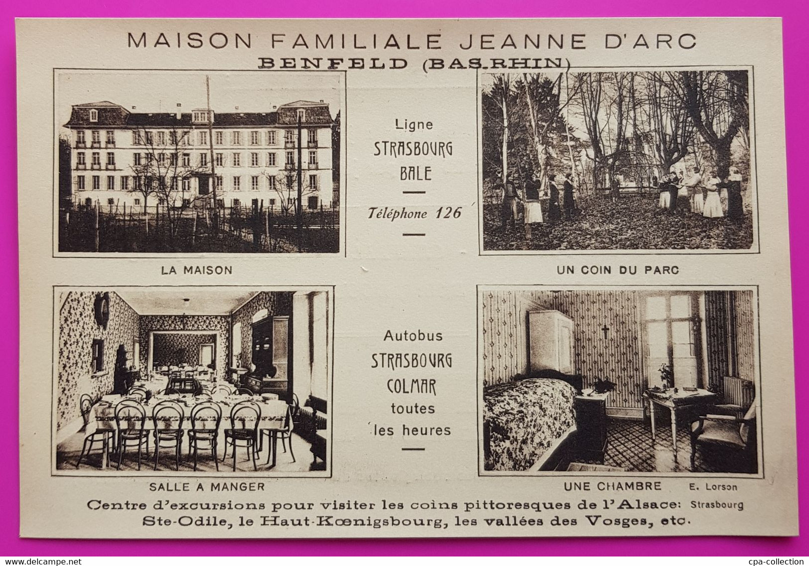 Cpa Pub Benfeld Maison Familiale Jeanne D'Arc Hotel Restaurant Carte Postale 67 Bas Rhin Rare - Benfeld