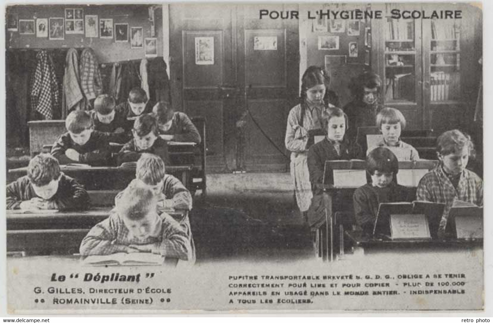 Cpa Pub Pour L'hygiène Scolaire - Le " Dépliant " G. Gilles Directeur D'Ecole, Romainville - Ets Gossens    (S.11576 ) - Publicité