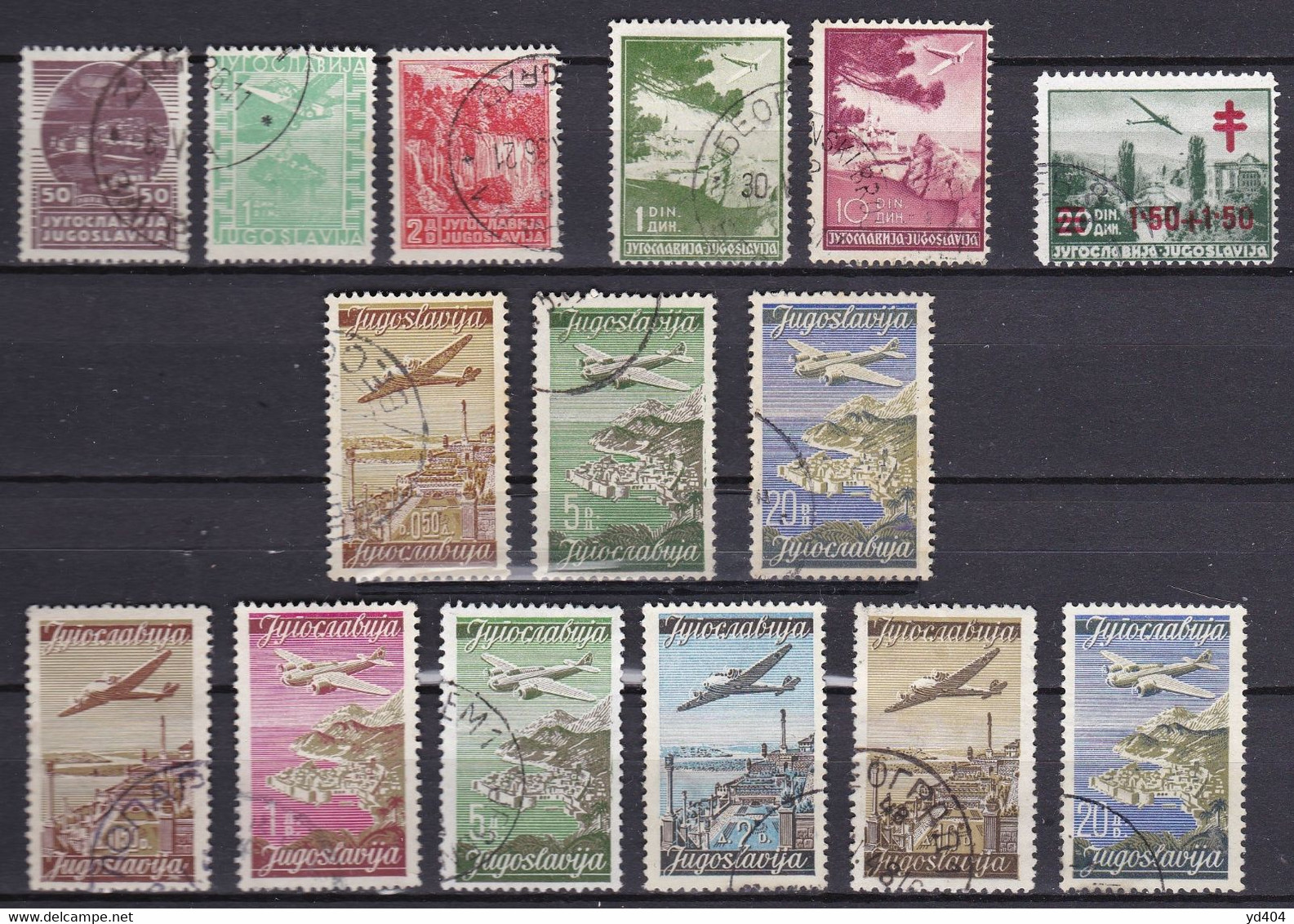 YU408 – YOUGOSLAVIA – AIRMAIL - 1934-47 – USED LOT – Y&T # 1→22B USED 8,55 € - Airmail