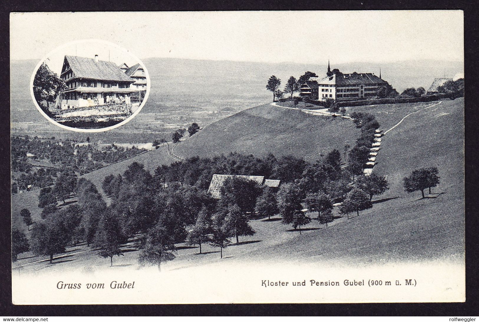 1910 Gelaufene AK, Kloster Und Pension Gubel Mit Privatstempel Pension Gubel, Menzingen. - Menzingen