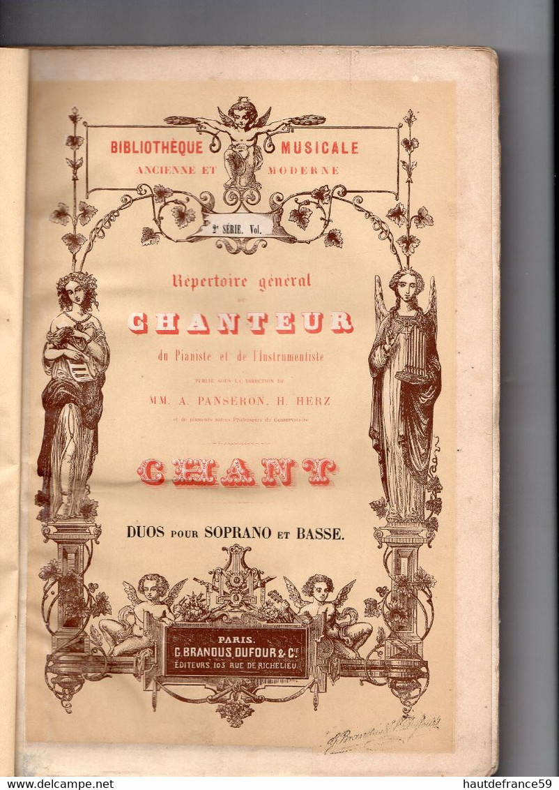 RECUEIL Répertoire Partitions 1908 Paroles & Musique , 216 Pages  - CHANTEUR DUOS SOPRANO & BASSE édit Brandus & Dufour - Corales