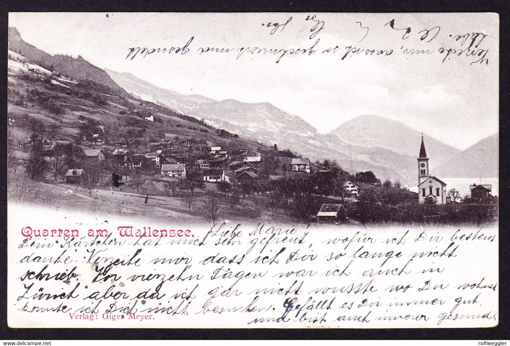1909 Mit Bahnpost Gelaufene AK Aus Quarten Am Walensee. Kleiner Eckbug - Quarten