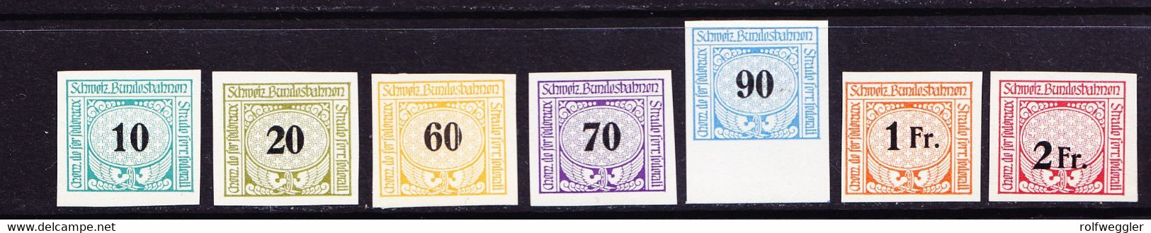 1932/1949 7 Werte Eisenbahnmarken Ungezähnt. Teilweise Postfrisch - Bahnwesen