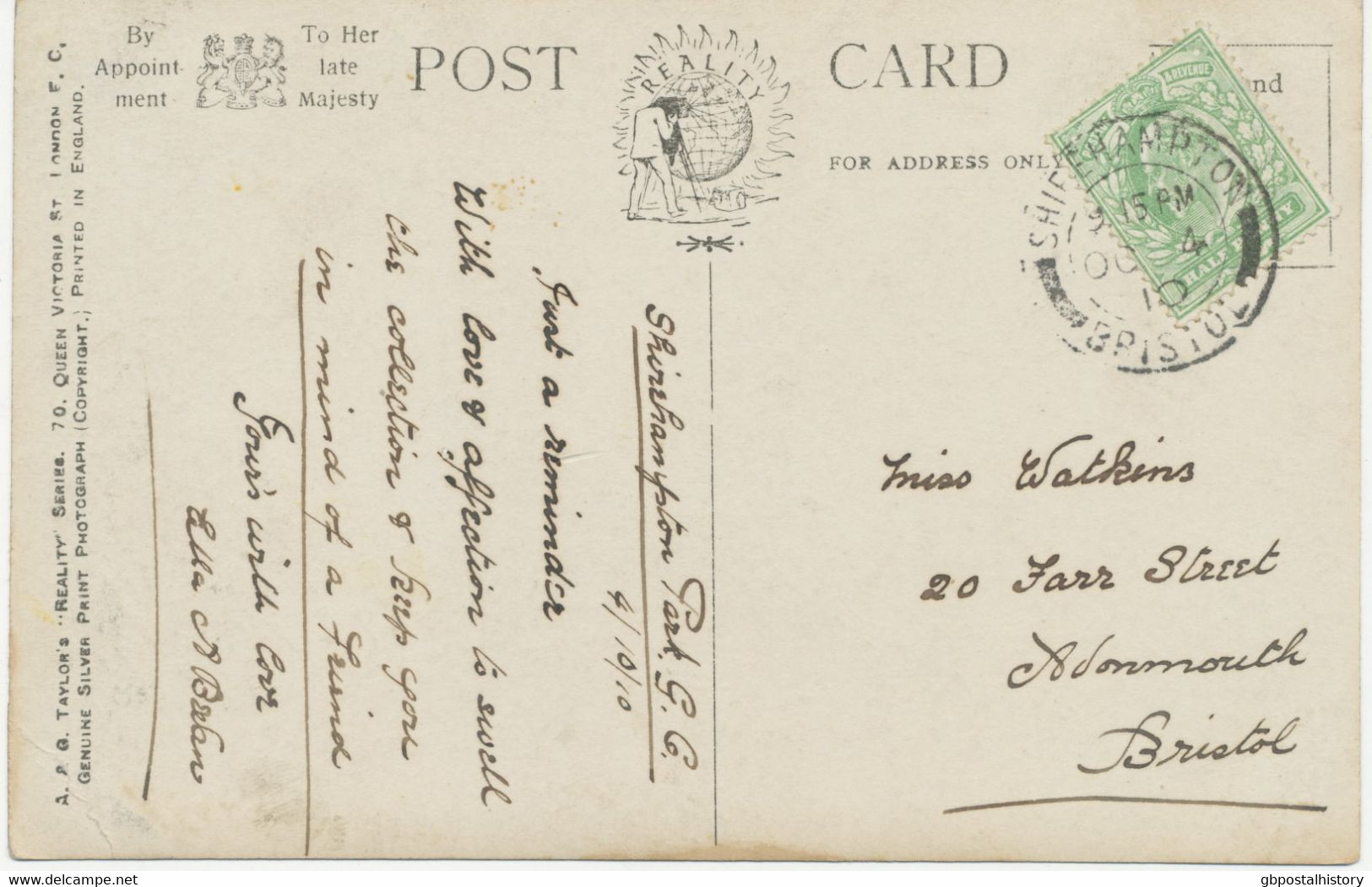 GB „SHIREHAMPTON / BRISTOL“ Extremely Rare Double Ring (25mm – CBP Type 9/27) Superb Postmark On Superb Picture Postcard - Marcophilie