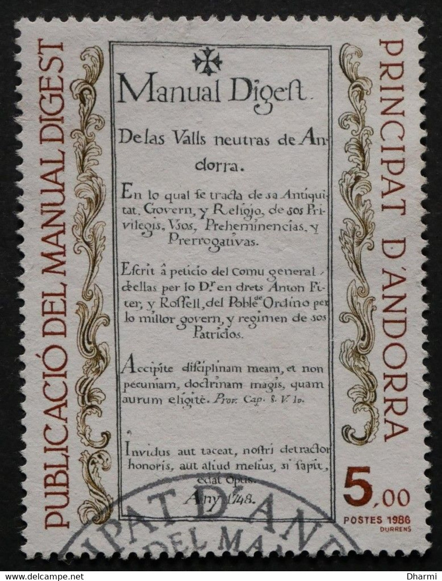 ANDORRE FR 1986 N°352 OBLITERE 5 F BICENT. PUBL. MANUAL DIGEST - USED - Used Stamps