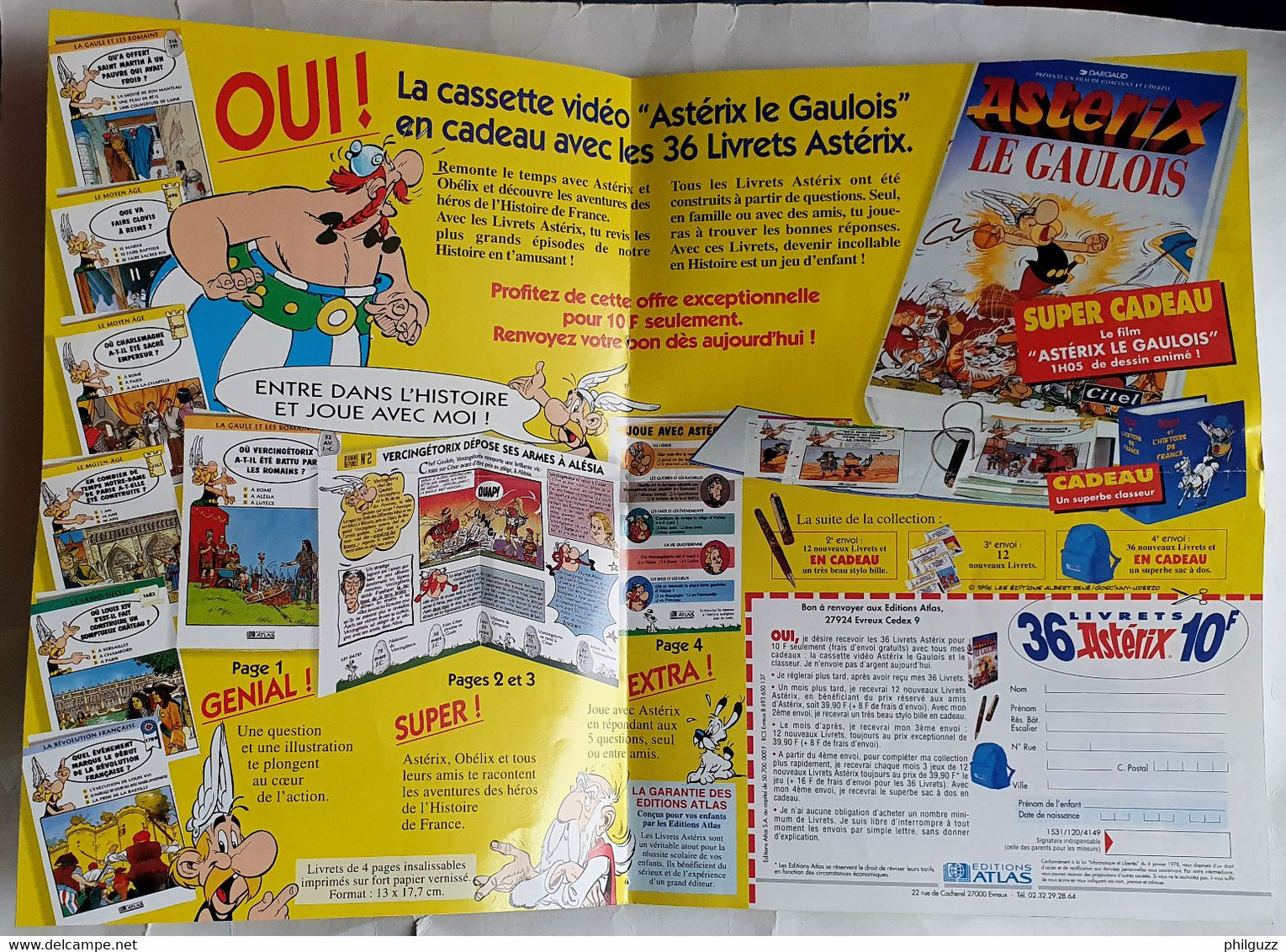 Dépliant Collection LIVRETS ASTERIX ET L'HISTOIRE DE FRANCE 1997 - Objets Publicitaires