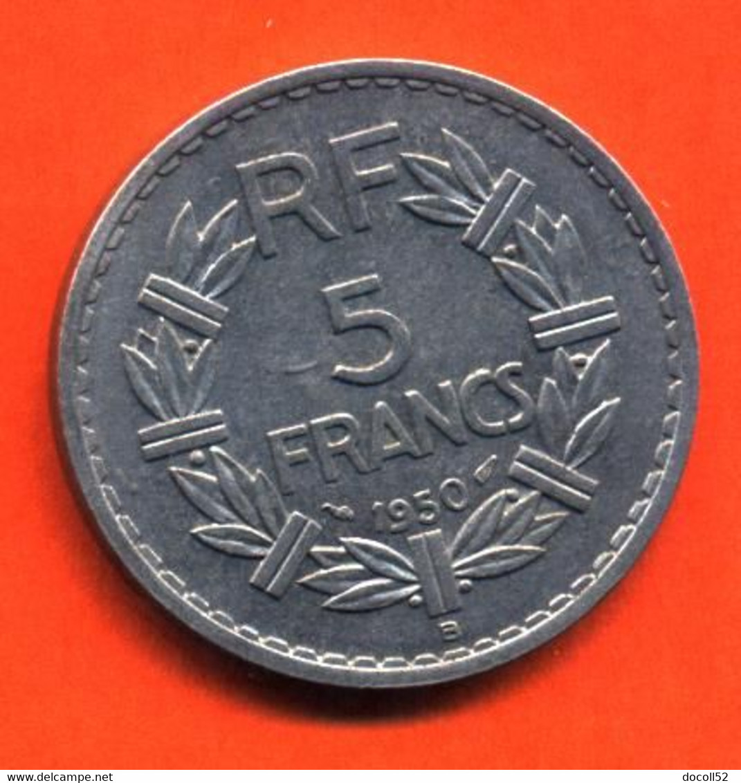 MONNAIE DE 5 FRANCS 1950 B ALUMINIUM " LAVRILLIER " QUALITE SUP+ - VOIR 2 SCANS - 5 Francs