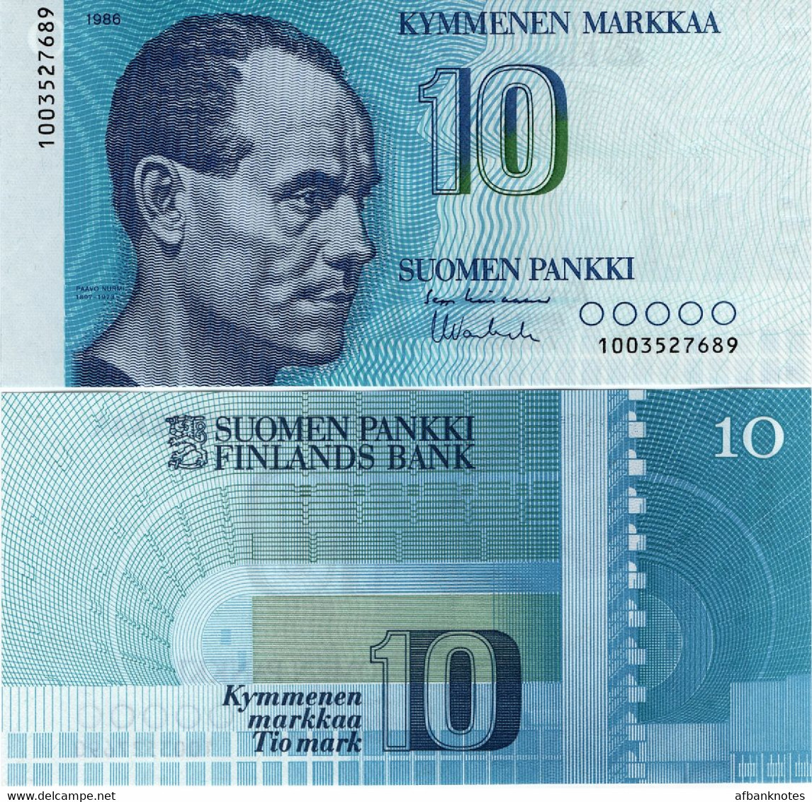 FINLAND       10 Markkaa       P-113a[30]       1986       UNC  [sign. Lindblom - Vanhala] - Finland