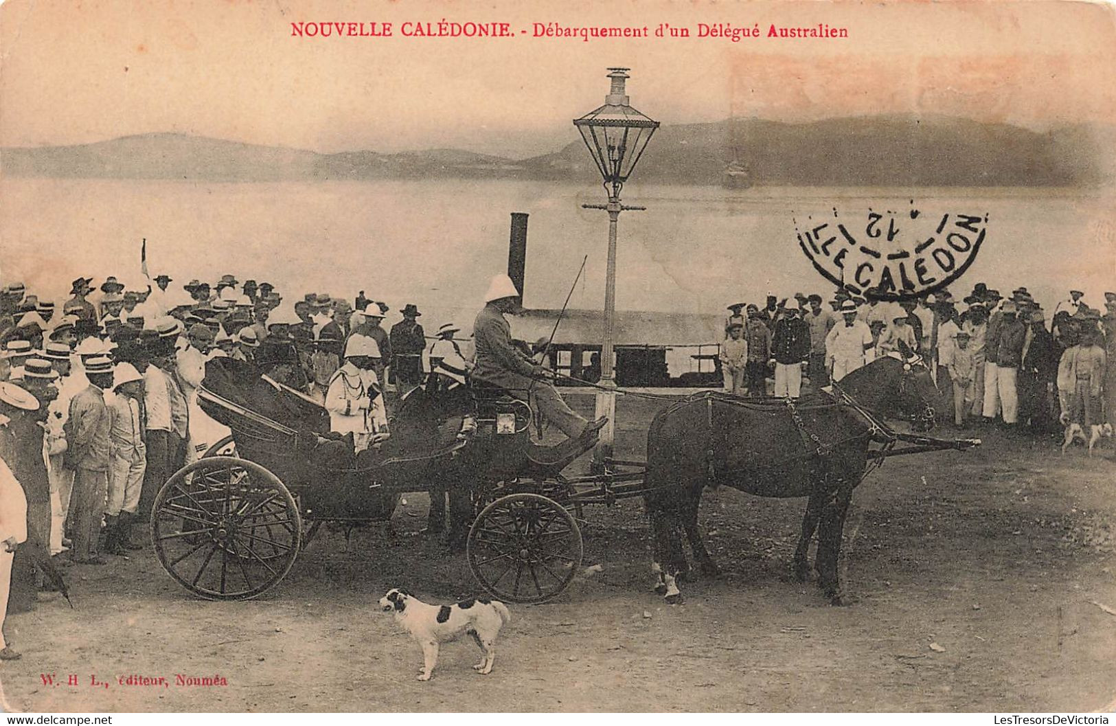 CPA NOUVELLE CALEDONIE - Debarquement D'un Délégué Australien - W H L Editeur - Chien - Calèche - Neukaledonien