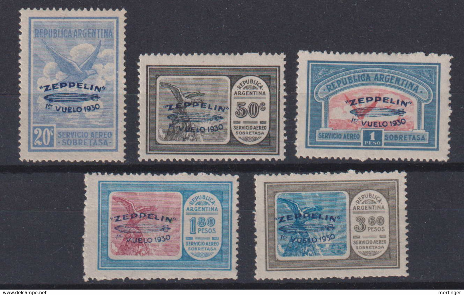 Argentina Mi# 337-41 * Mint Zeppelin 1930 - Ungebraucht