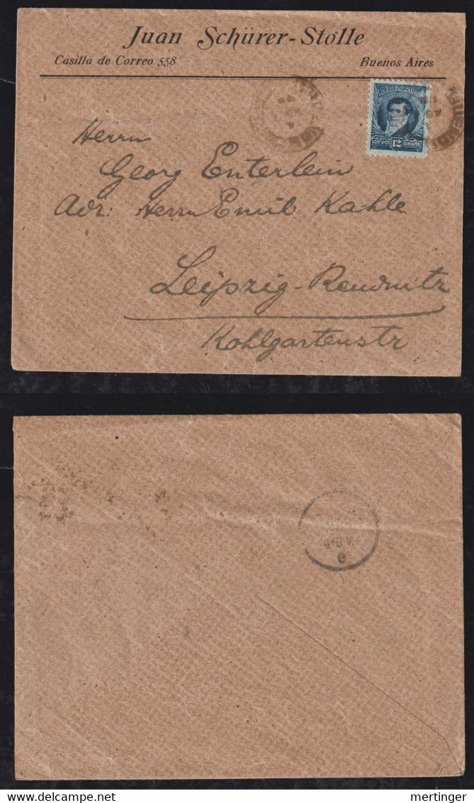 Argentina 1897 Cover BUENOS AIRES X LEIPZIG Germany - Covers & Documents