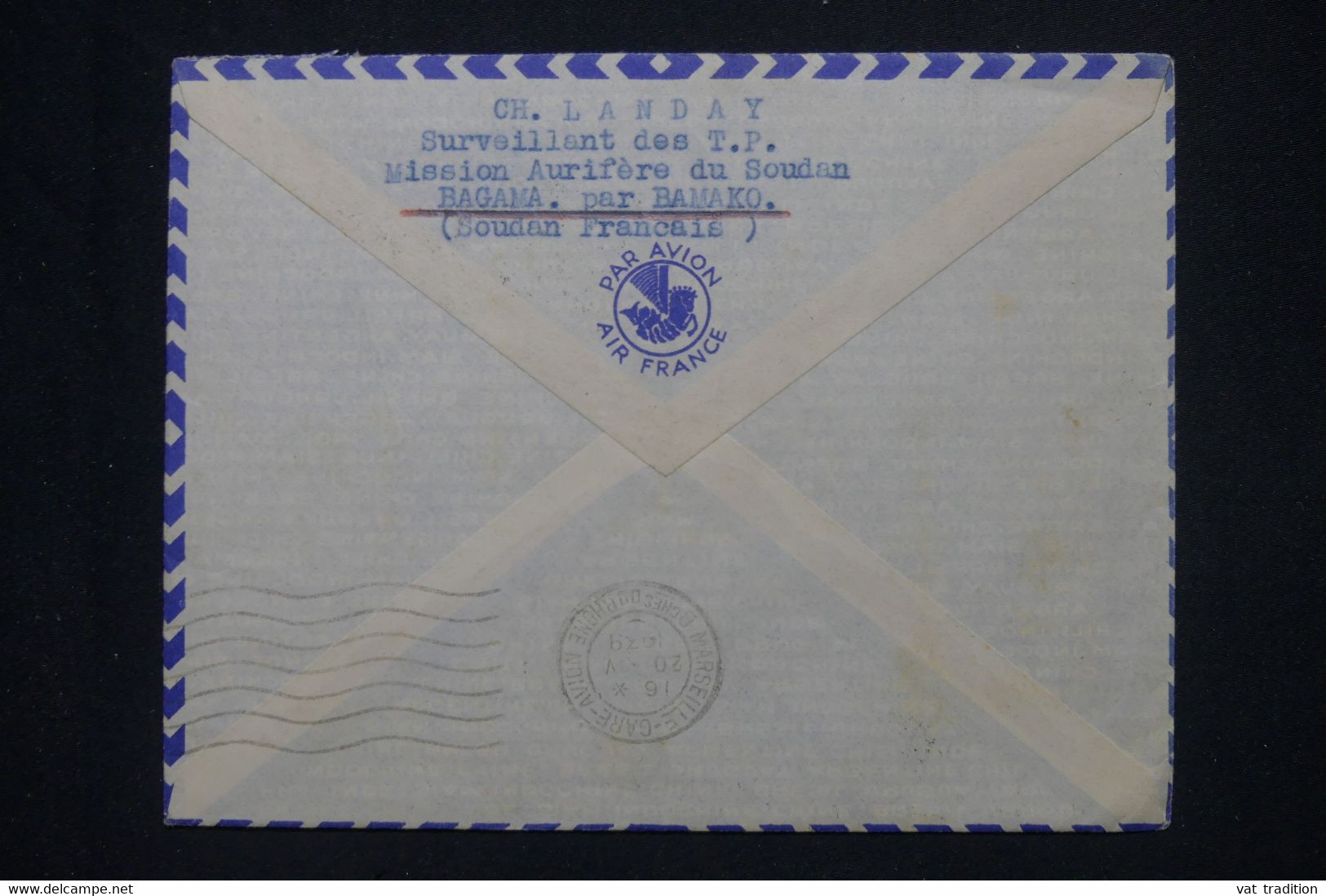 SOUDAN - Enveloppe De La Mission Aurifère Du Soudan, De Bagama Pour La France Par Avion En 1939  - L 136221 - Storia Postale