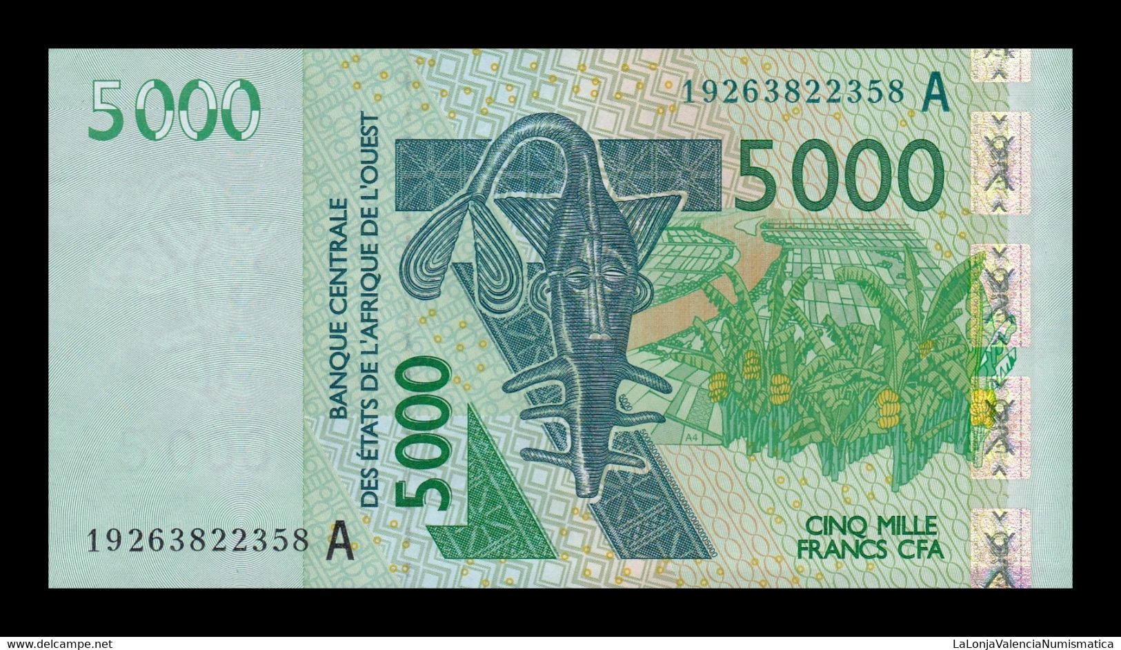 West African St. Costa De Marfil 5000 Francs CFA 2019 Pick 117As SC UNC - Ivoorkust