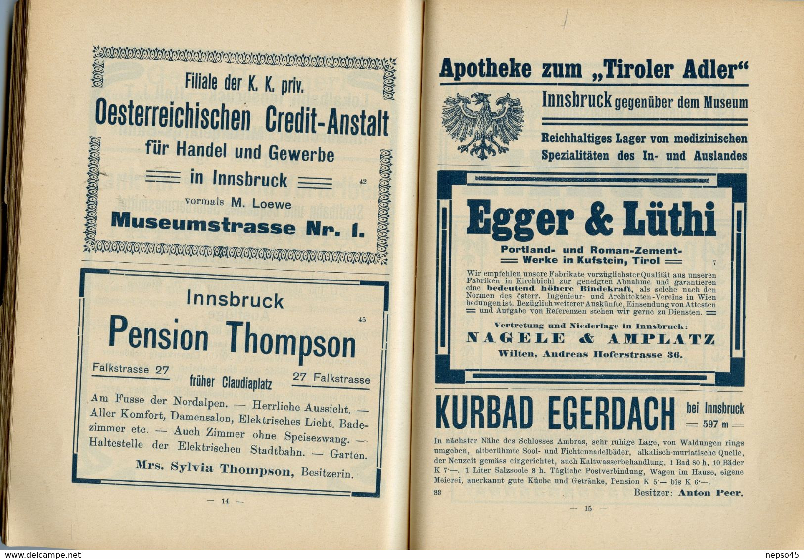 Autriche.Insbruck und seine Umgebung.Guide touristique.Année 1906.
