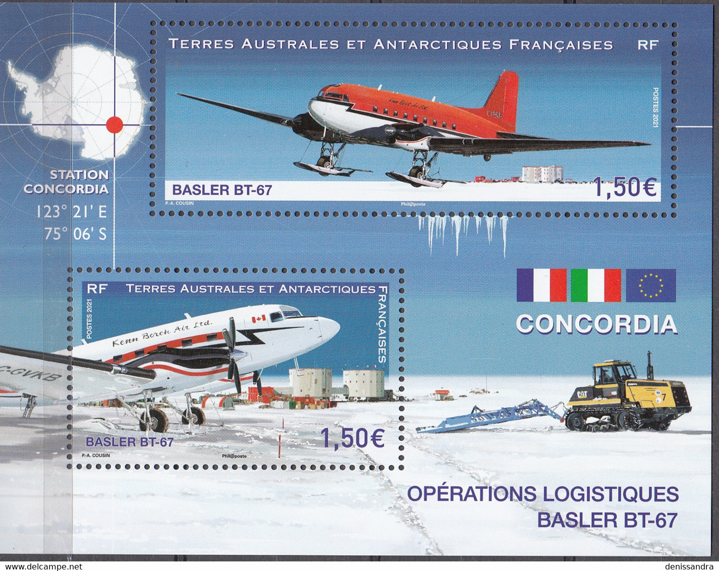 TAAF 2021 Bloc Feuillet Station Concordia Et Avion Basler BT-67 Neuf ** - Blocs-feuillets