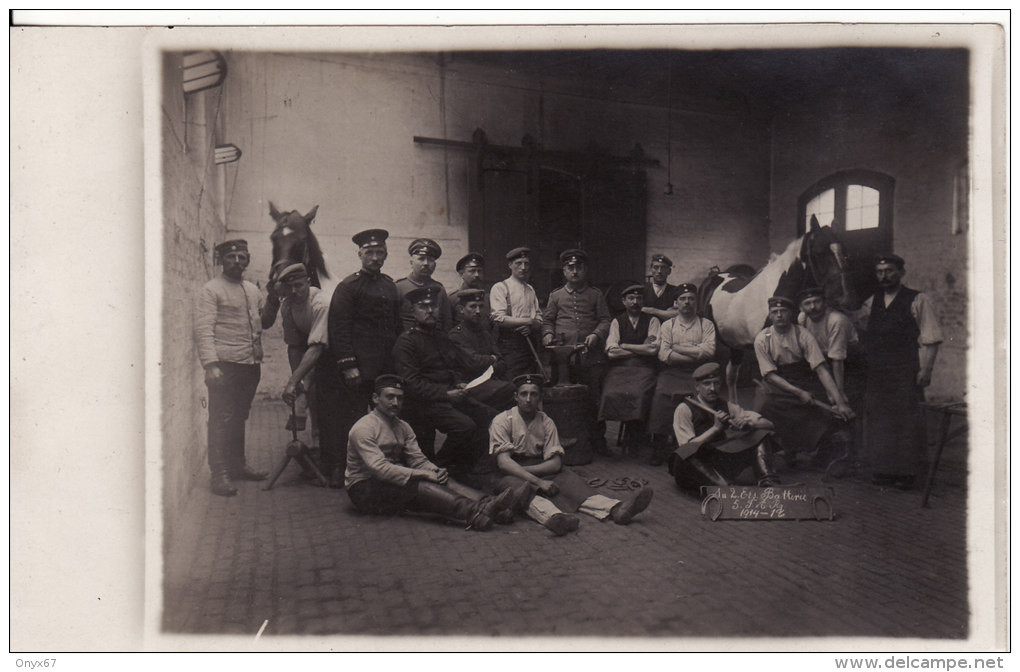 Carte Photo Militaire Allemand Feldartillerie Regiment Von Podbielski N° 5-Enclume-Maréchal Ferrand-Chevaux-Cavalerie - Guerre 1914-18