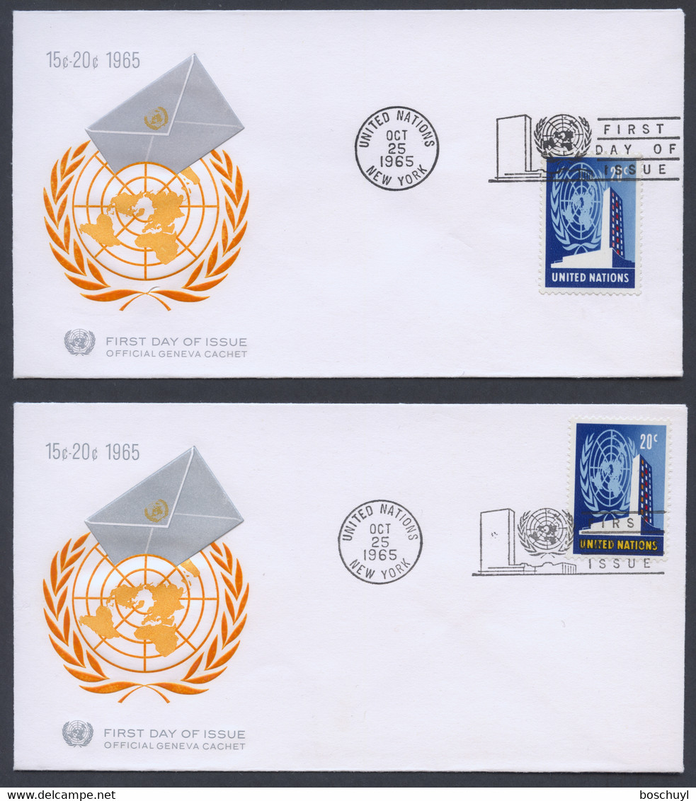 United Nations New York, 1965, 20 C. Definitive, MISSING YELLOW, On FDC (ONLY 4 EXIST) - Michel 158, Gaines #148.1(b) - FDC