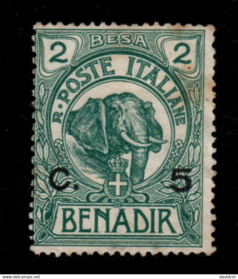 0370- SOMALIA - BENADIR - 1906-1907 - SC#: 11 - MH - ELEPHANT - SURCHARGE - Somalië