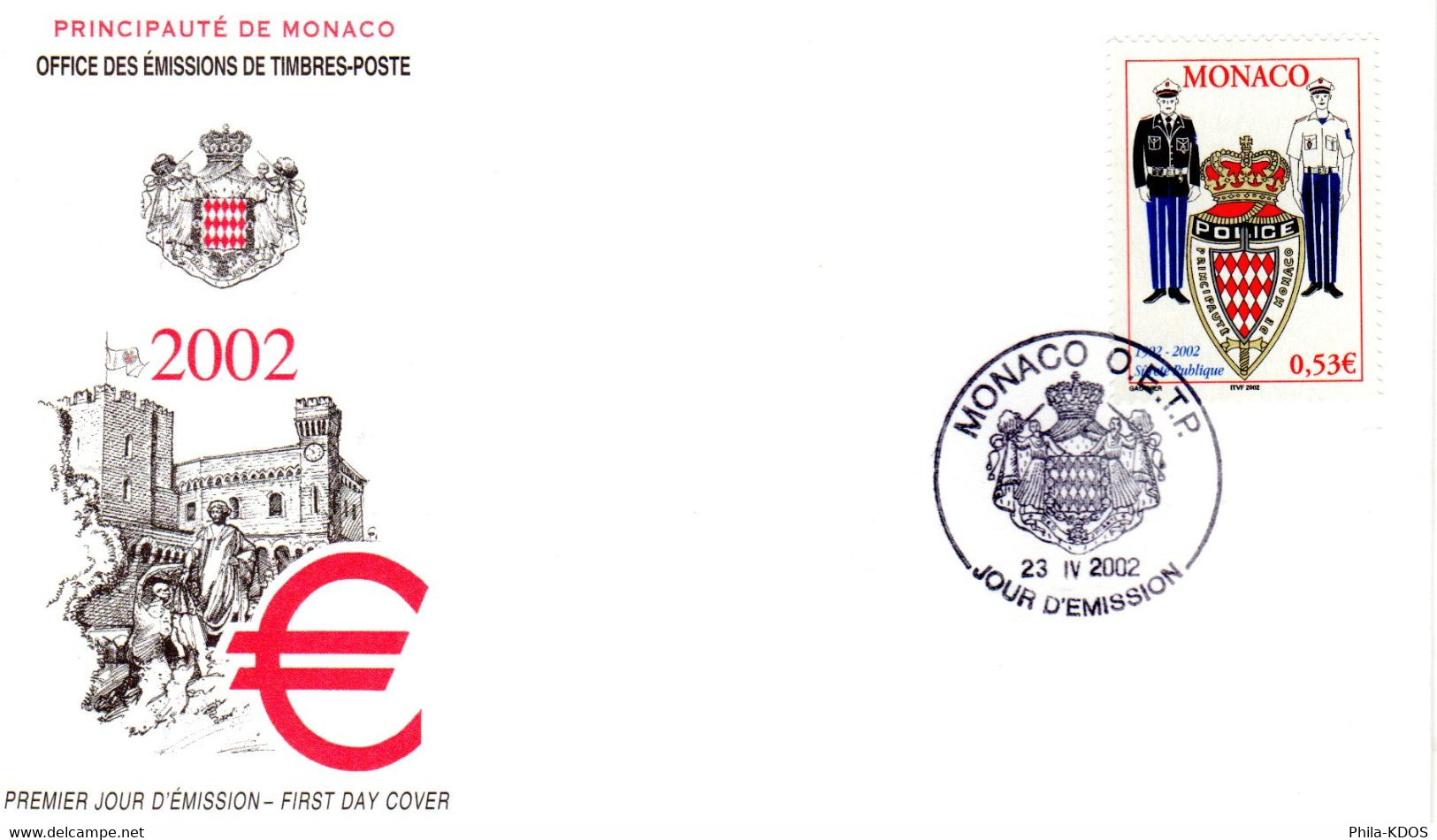 " 100 ANS DE LA SURETE PUBLIQUE " Sur Enveloppe 1er Jour De MONACO De 2002 N° YT 2345 Parfait état FDC - Police - Gendarmerie