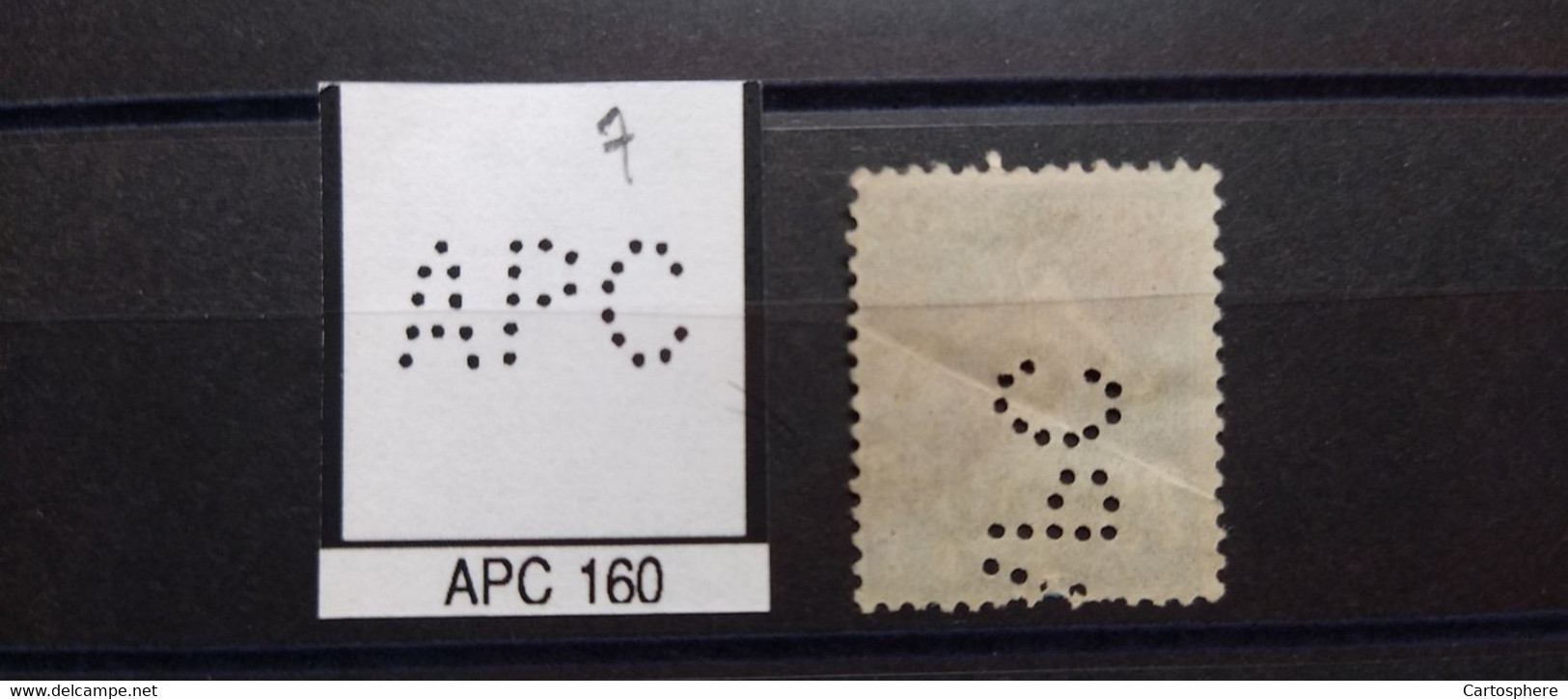 FRANCE TIMBRE SEMEUSE APC 160 INDICE 7 PERFORE PERFORES PERFIN PERFINS PERFO PERFORATION PERFORIERT LOCHUNG - Oblitérés