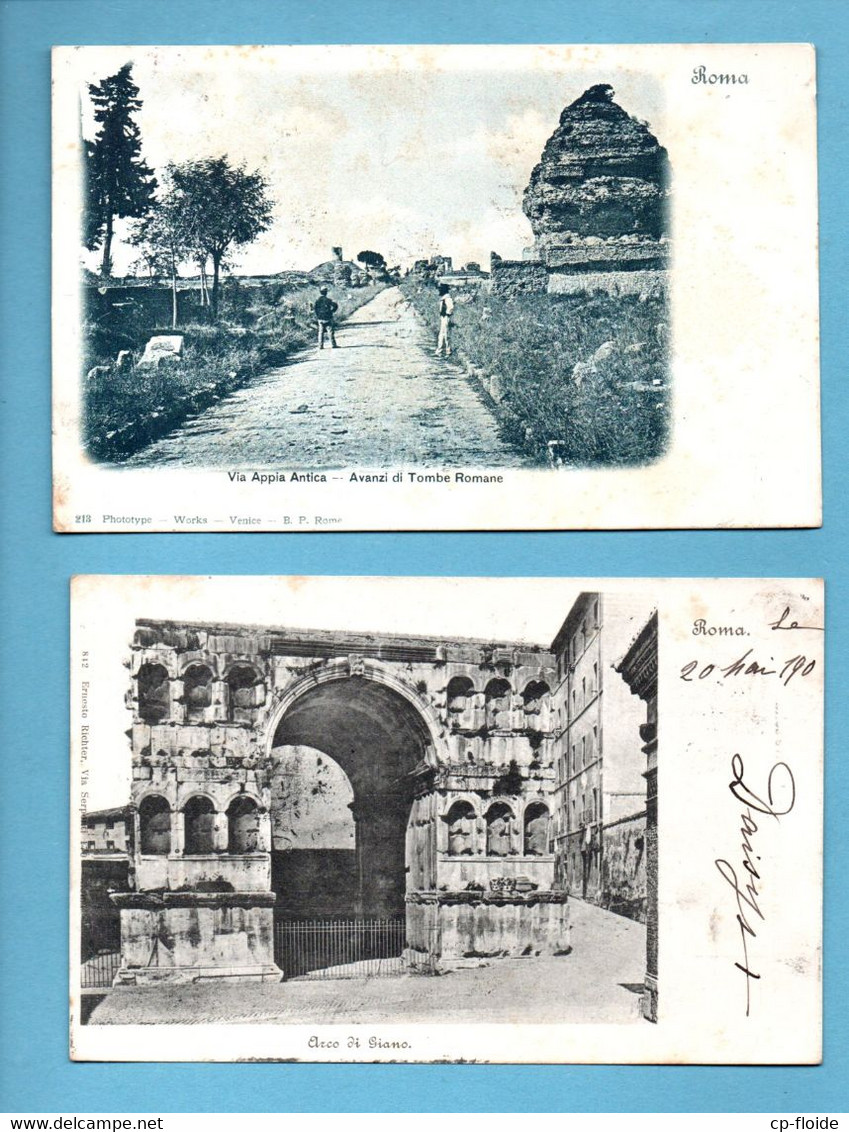 ITALIE . LAZIO . ROMA . " ARCO DI GIANO " & " VIA APPIA ANTICA . AVANZI DI TOMBE ROMANE " . 2 CPA - Réf. N°35931 - - Collezioni & Lotti