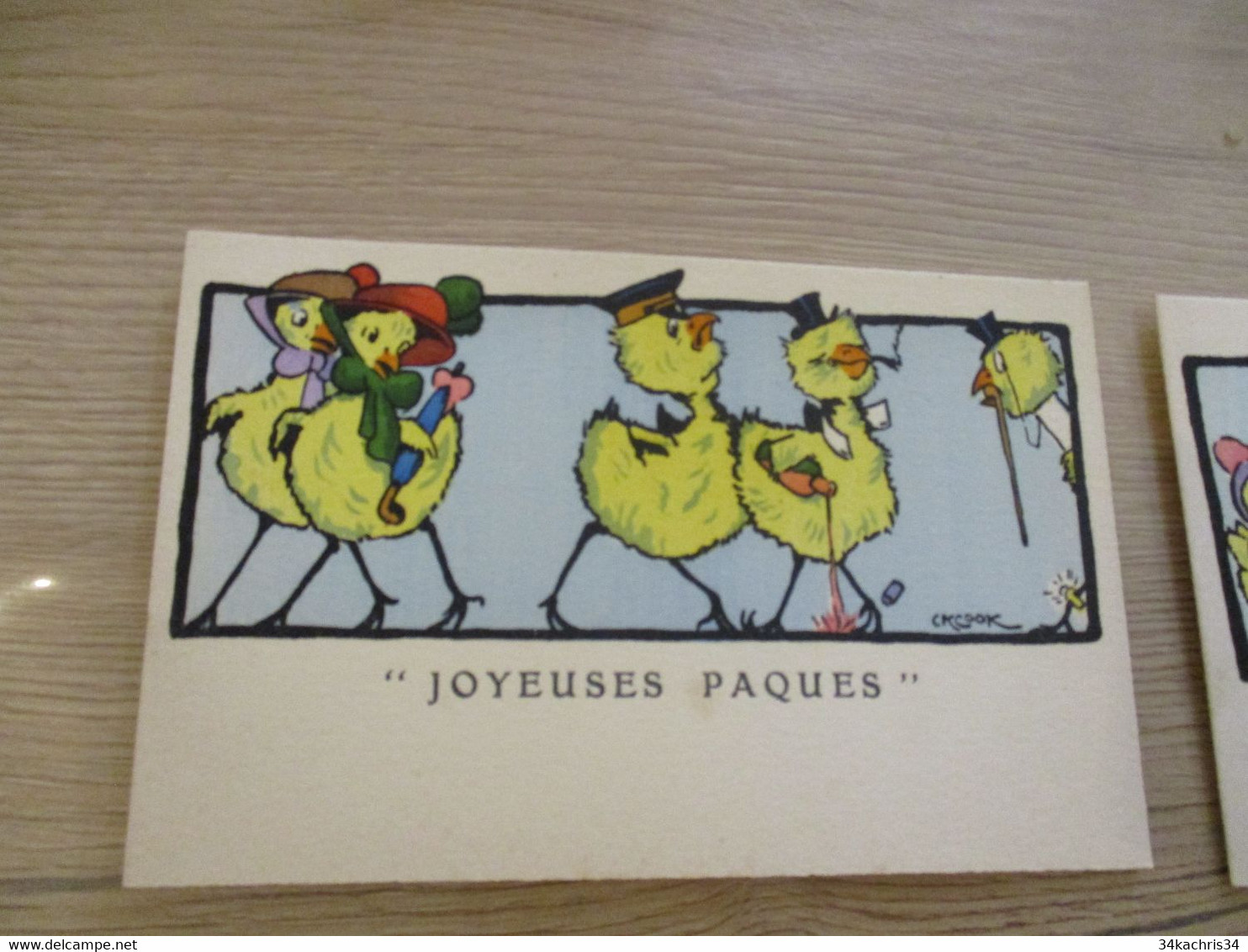 X4 CPA Illustrateur CK COOK  Tirage Avant 1906 TBE Vierge Joyeuses Pâque Poussins Humanisés Surréalisme - Pâques