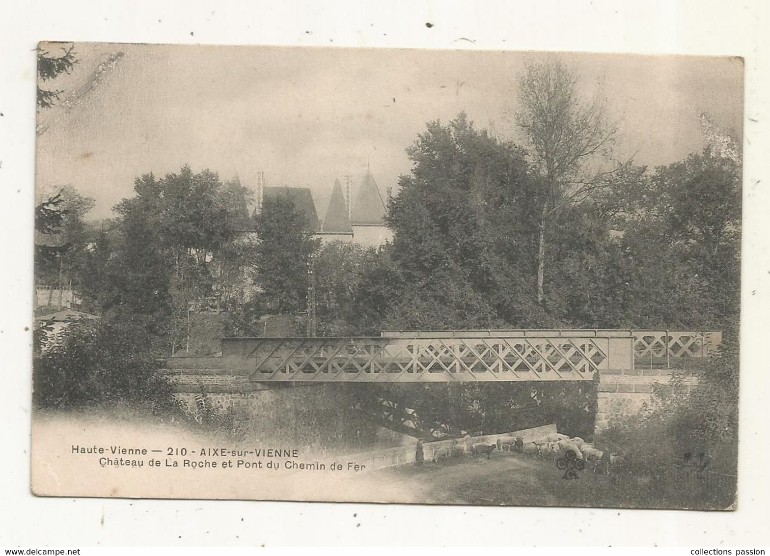 Cp , 87,  AIXE SUR VIENNE ,  Château De La ROCHE Et Pont Du Chemin De Fer,  Voyagée 1904 - Aixe Sur Vienne