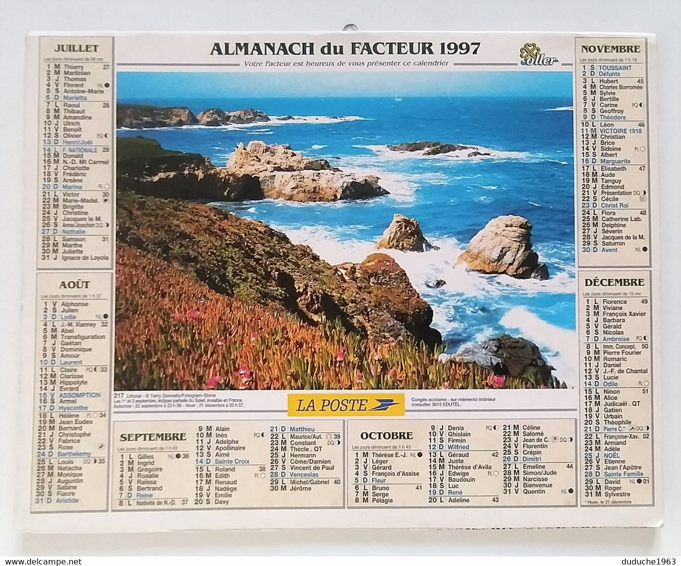 Calendrier La Poste - Almanach PTT 1997 - Bouches Du Rhône - Grand Format : 1991-00
